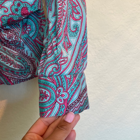 Vintage Long Sleeve Paisley Tie Front Blouse - Picture 9 of 10